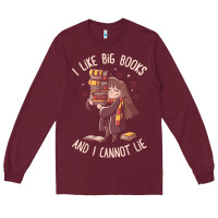 Burgundy i like big books Long Sleeve Tee - linhVisuals