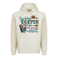 Oatmeal Heather i pretend coffee helps but i'm still a bitch Premium Hoodie - Artiststas