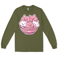 Army Green kawaii cat ramen   cute gift Long Sleeve Tee - linhVisuals