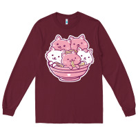 Burgundy kawaii cat ramen   cute gift Long Sleeve Tee - linhVisuals