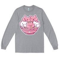 Heather Grey kawaii cat ramen   cute gift Long Sleeve Tee - linhVisuals