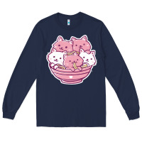 Navy kawaii cat ramen   cute gift Long Sleeve Tee - linhVisuals