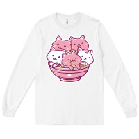White kawaii cat ramen   cute gift Long Sleeve Tee - linhVisuals