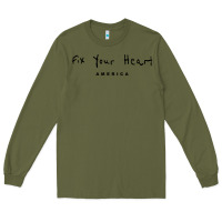 Army Green Fix your heart america Long Sleeve Tee - linhVisuals