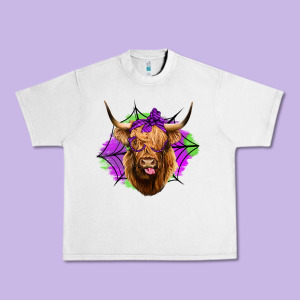 Halloween Highland Cow Urban Heavy Tee Designed By Jasminsmagicworld