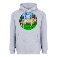 Heather Grey Christmas Charolais Bull And Barnyard Heavyweight Hoodie - RanaPortraitStore