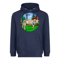 Navy Christmas Charolais Bull And Barnyard Heavyweight Hoodie - RanaPortraitStore