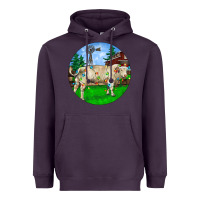Plum Christmas Charolais Bull And Barnyard Heavyweight Hoodie - RanaPortraitStore
