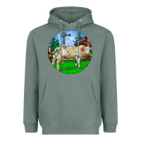 Sage Christmas Charolais Bull And Barnyard Heavyweight Hoodie - RanaPortraitStore