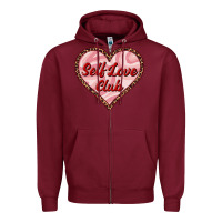 Burgundy self love club valentine's day Zipper Hoodie - RanaPortraitStore
