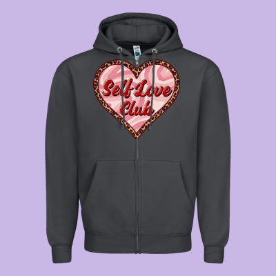 Self Love Club Valentine's Day Zipper Hoodie Designed By Ranaportraitstore