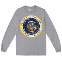 Heather Grey fake presidential seal Long Sleeve Tee - linhVisuals