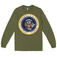 Army Green fake presidential seal Long Sleeve Tee - linhVisuals