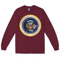 Burgundy fake presidential seal Long Sleeve Tee - linhVisuals