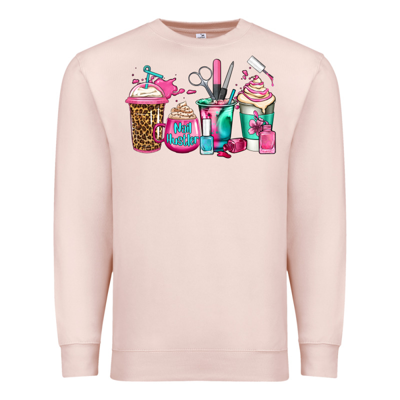 Nail Hustler Coffee Cups Premium Sweatshirt by Jasminsmagicworld | Teevron