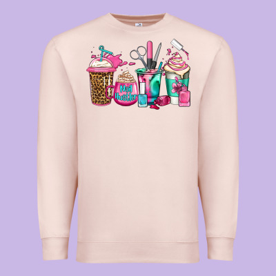 Nail Hustler Coffee Cups Premium Sweatshirt Designed By Jasminsmagicworld