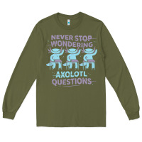 Army Green axolotl questions Long Sleeve Tee - linhVisuals