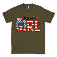 Army Green All American Girl Bandana Classic Tee - CowCowDesign