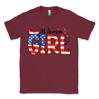 Burgundy All American Girl Bandana Classic Tee - CowCowDesign