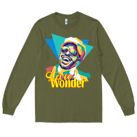 Army Green stevie wonder vintage Long Sleeve Tee - linhVisuals