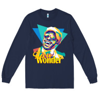Navy stevie wonder vintage Long Sleeve Tee - linhVisuals