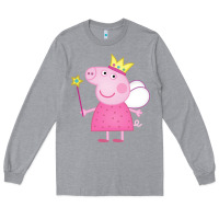 Heather Grey pig Long Sleeve Tee - linhVisuals