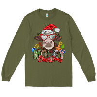 Army Green Mooey Christmas Long Sleeve Tee - CowhideDigitalArt