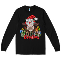 Black Mooey Christmas Long Sleeve Tee - CowhideDigitalArt
