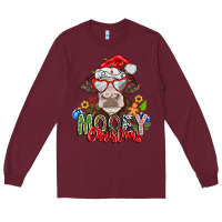 Burgundy Mooey Christmas Long Sleeve Tee - CowhideDigitalArt