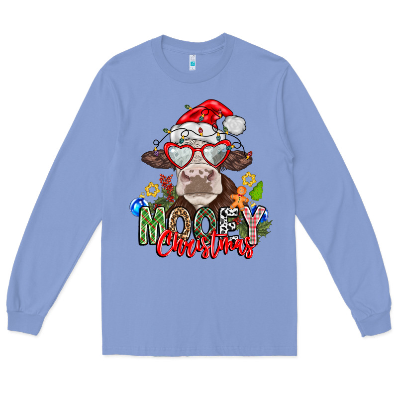 Mooey Christmas Long Sleeve Tee by CowhideDigitalArt | Teevron