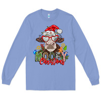 Colony Blue Mooey Christmas Long Sleeve Tee - CowhideDigitalArt