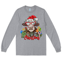 Heather Grey Mooey Christmas Long Sleeve Tee - CowhideDigitalArt
