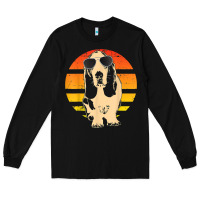 Black retro basset hound t shirt men women kids gift t shirt Long Sleeve Tee - linhVisuals