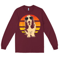 Burgundy retro basset hound t shirt men women kids gift t shirt Long Sleeve Tee - linhVisuals