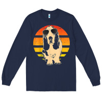 Navy retro basset hound t shirt men women kids gift t shirt Long Sleeve Tee - linhVisuals