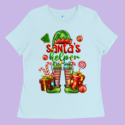 Santa S Helper Ladies Tee Designed By Fadigitalartstudio