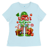 Baby Blue santa s helper Ladies Tee - FaDigitalArtStudio
