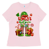 Bubblegum Pink santa s helper Ladies Tee - FaDigitalArtStudio