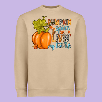 Pumpkin Spice And Livin' My Best Life Heavyweight Sweatshirt Designed By Ranaportraitstore