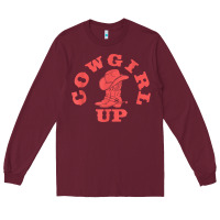Burgundy cowgirl up leopad hat boot rodeo western country southern t shirt Long Sleeve Tee - linhVisuals