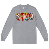 Heather Grey amen Long Sleeve Tee - RacoonDesign