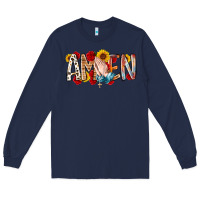 Navy amen Long Sleeve Tee - RacoonDesign