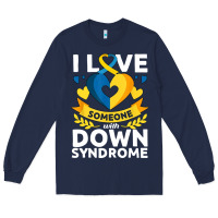 Navy down syndrome awareness month special needs love Long Sleeve Tee - linhVisuals