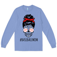 Colony Blue Baseball Mom Skull Long Sleeve Tee - linhVisuals