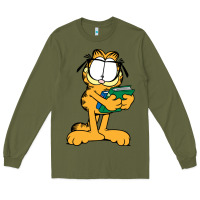 Army Green garfiel Long Sleeve Tee - linhVisuals