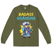 Army Green badass grandma family mother grandma t shirt Long Sleeve Tee - linhVisuals