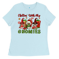Baby Blue Chillin' With My Gnomies Ladies Tee - FaDigitalArtStudio
