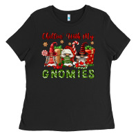 Black Chillin' With My Gnomies Ladies Tee - FaDigitalArtStudio