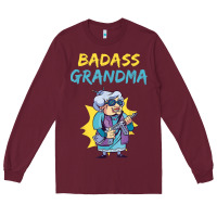 Burgundy badass grandma family mother grandma t shirt Long Sleeve Tee - linhVisuals