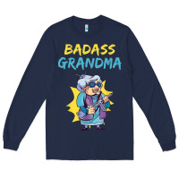 Navy badass grandma family mother grandma t shirt Long Sleeve Tee - linhVisuals